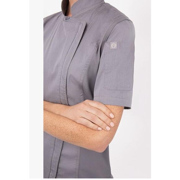 Chef Works Women's Grey Springfield Chef Coat Size Medium - Picture 3 of 9